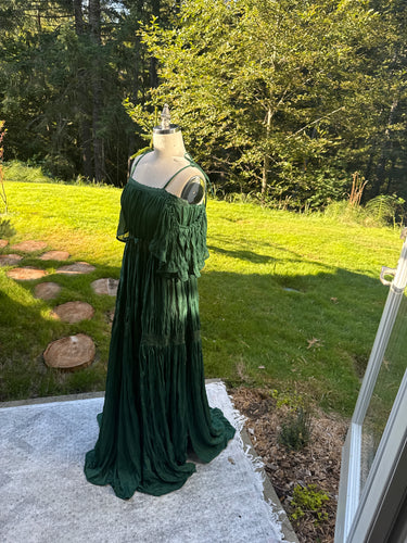 Sale-Ready to ship Athena dress forest green soft wrinkle fabric