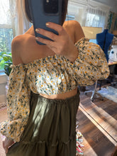 Load image into Gallery viewer, You glow girl soft silky matte satin olive two piece with embroidery top Daisy ready to ship sale