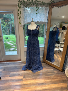 (Blue) Ready to ship hand  dye lace always and forever dress blue