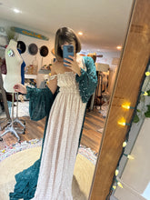 Load image into Gallery viewer, Ready to ship two dress deal teal pearl robe with always and forever floral crinkle dress