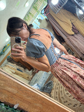 Load image into Gallery viewer, Flash sale Ready to ship denim top and floral skirt hand dyed set