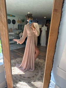 Flash sale Ready to ship nudes pearl sheer robe