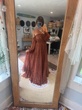 Load image into Gallery viewer, Ready to ship rust brown hand dyed you glow girl in lace dress