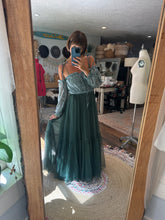 Load image into Gallery viewer, (Dress lining has dye flaw) Hand dyed hey babe in emerald flash sale ready to ship comes with a lace top as shown