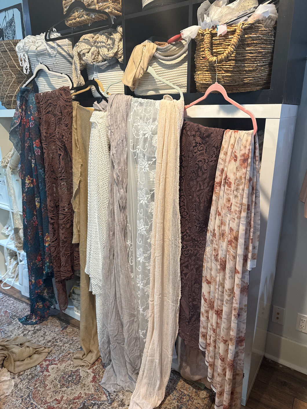 (Package N) bigger pieces ready to ship Box of fabric remnants perfect for baby layering (photo prop)