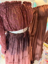 Load image into Gallery viewer, Ready to ship two dress deal hand dyed lace two piece and brown crinkle you glow girl dress