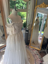 Load image into Gallery viewer, One of a kind ready to ship on sale vintage lace mixed with new embroidery lace ivory dress