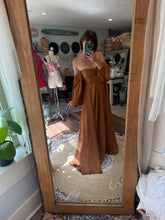 Load image into Gallery viewer, Ready to ship a new day dress in copper matte satin sale