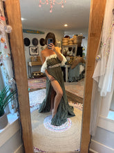 Load image into Gallery viewer, One of a kind olive two piece linen cotton ready to ship sale
