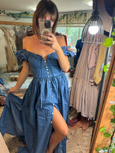 Load image into Gallery viewer, Rapture button up dress in denim ready to ship