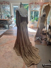 Load image into Gallery viewer, Ruffle me right up fits small -2x tan brown with lace ruffle ready to ship sale