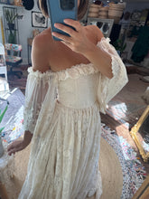 Load image into Gallery viewer, Ready to ship sample sale lace dress with bell sleeves and corset