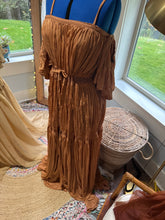 Load image into Gallery viewer, Two dress deal caramel Athena dress with Ready to ship mystical wonders sheer two piece in sand on sale