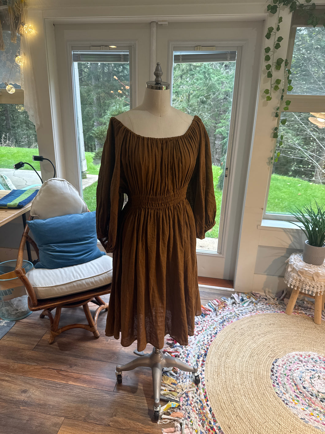MIDI length brown dress xl-3x adjustable ready to ship
