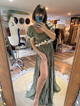 Load image into Gallery viewer, Lullaby two piece dress linen cotton olive ready to ship top is reversible