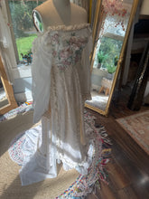 Load image into Gallery viewer, Ready to ship one of a kind Glory Dress in off white and ivory linen cotton/chiffon/vintage lace and embroidery