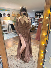 Load image into Gallery viewer, Daydream in deep brown crinkly cotton dress small-xl ready to ship (reversible)