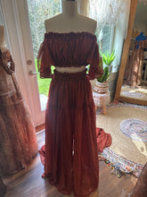 Load image into Gallery viewer, Mystical wonders rusty brownish sheet chiffon two piece dress ready to ship
