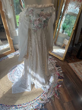 Load image into Gallery viewer, Ready to ship one of a kind Glory Dress in off white and ivory linen cotton/chiffon/vintage lace and embroidery