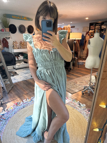 Ready to ship sale always and forever coastal blue dress cotton