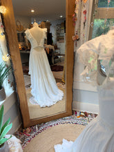 Load image into Gallery viewer, One of a kind asymmetrical cotton white dress with lace ruffle ready to ship
