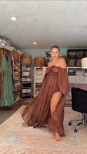 Load image into Gallery viewer, Two dress deal hand dyed teal hey babe dress and  Dark brown crinkle you glow girl tiered version ready to ship dress