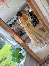 Load image into Gallery viewer, Flash sale two dress deal euphoria off white and Ready to ship New style Opaline Dress with mini puff sleeves and embroidered ruffle (sand color)