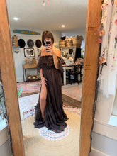 Load image into Gallery viewer, Sale new dark charcoal brown show off those shoulders dress sheer