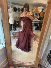 Load image into Gallery viewer, Sale chiffon dark brown poetry dress ready to ship