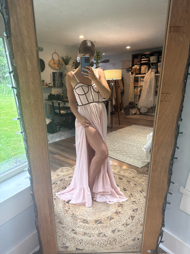 We belong gingham blush ready to ship dress on sale
