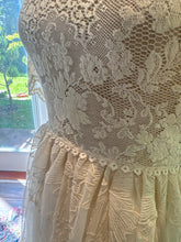 Load image into Gallery viewer, One of a kind ready to ship on sale vintage lace mixed with new embroidery lace ivory dress