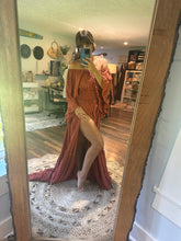 Load image into Gallery viewer, Ready to ship linen cotton rust ruffle me open fits sm-2x on sale