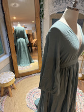 Load image into Gallery viewer, Ready to ship coastal blue linen cotton Ophelia dress