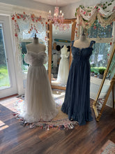 Load image into Gallery viewer, Two dress deal always and forever denim blue with love bird white dress