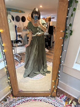 Load image into Gallery viewer, Lullaby two piece dress linen cotton olive ready to ship top is reversible