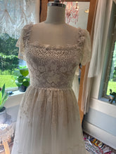 Load image into Gallery viewer, One of a kind ready to ship on sale vintage lace mixed with new embroidery lace ivory dress