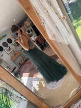 Load image into Gallery viewer, Two dress deal hand dyed teal hey babe dress and  Dark brown crinkle you glow girl tiered version ready to ship dress