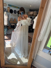 Load image into Gallery viewer, Lace corset top (off white) and lace skirt (ivory) ready to ship sale