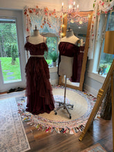 Load image into Gallery viewer, Two tops two skirts in burgundy plum color ready to ship sale