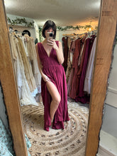 Load image into Gallery viewer, Love me wild linen cotton wine colour dress ready to ship on sale