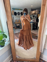 Load image into Gallery viewer, Ready to ship sale copper brown satin matte rosette dress