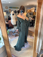 Load image into Gallery viewer, Hand dyed dark green dreams dress maxi length ready to ship sale