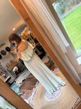 Load image into Gallery viewer, Ready to ship spring sale light blue show off those shoulders hand dye dress