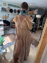 Load image into Gallery viewer, RESERVED Ready to ship gauze and lace beige dress