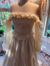 Load image into Gallery viewer, Ready to ship sample sale New style! The Verily dress in linen, cotton, lace ivory fits sm-large (lace sleeves detach)