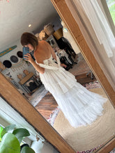 Load image into Gallery viewer, Preorder allow 6-8 week love bird off white dress with lace/tulle overskirt sale