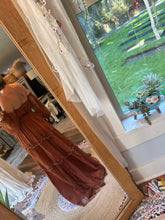 Load image into Gallery viewer, Random stuff sale you glow girl hand dyed brown with tulle overlay dress