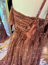 Load image into Gallery viewer, Ready to ship sale crinkle brown floral poetry two piece with tier skirt new size