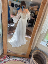 Load image into Gallery viewer, One of a kind custom linen cotton and lace dress ready to ship sale