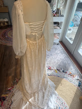Load image into Gallery viewer, Ready to ship one of a kind Glory Dress in off white and ivory linen cotton/chiffon/vintage lace and embroidery